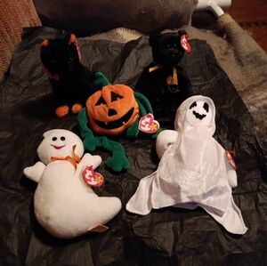 NWT TY BEANIE BABIES SPOOKY (PVC), SHEETS, PUMKIN, HAUNT, FRAIDY